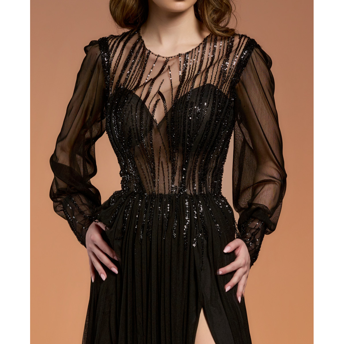 Rochie de seara cu corset semi transparent