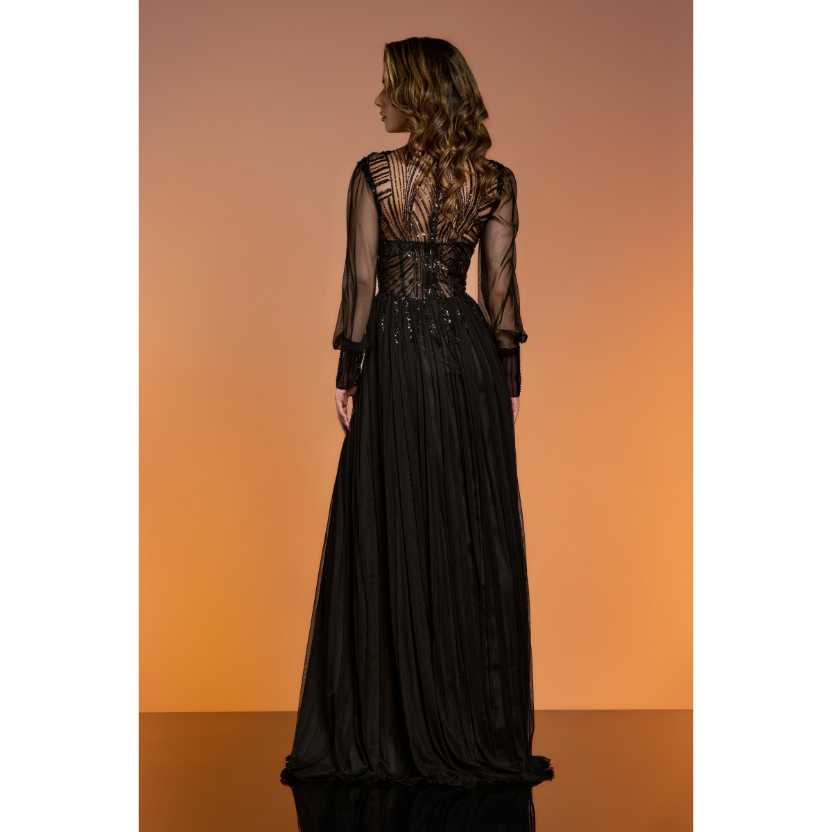 Rochie de seara cu corset semi transparent