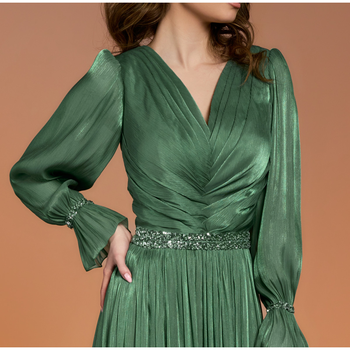 Rochie lunga voal creponat