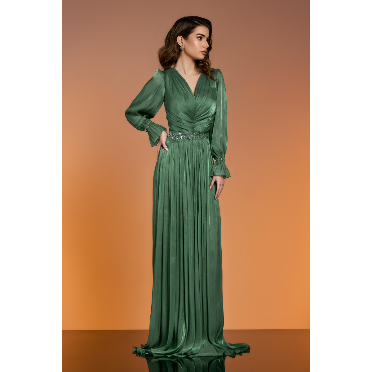 Rochie lunga voal creponat