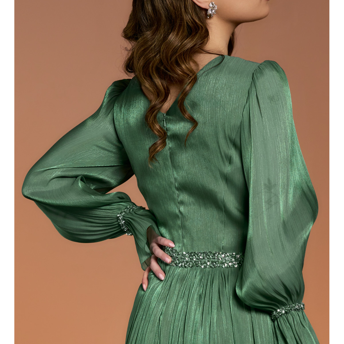 Rochie lunga voal creponat