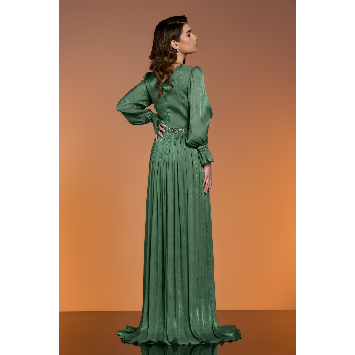 Rochie lunga voal creponat