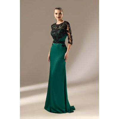 Rochie Lunga din Tafta cu Maneci 3/4