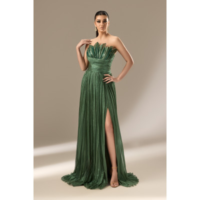 Rochie din Voal de Matase Peliculizat Kaki