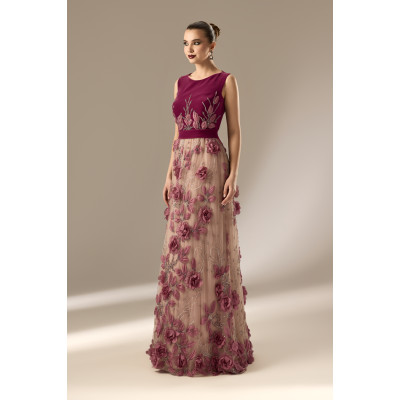 Rochie Lunga cu Dantela 3D