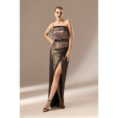 Rochie din Catifea Peliculizata si Tulle de Matase