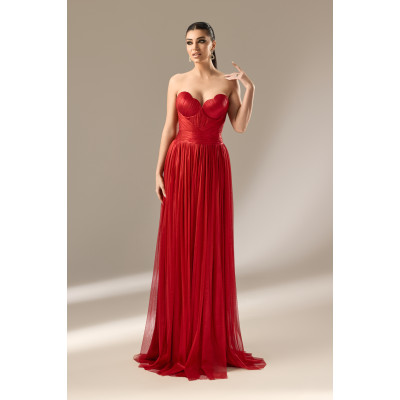 Rochie din Tulle de Matase Peliculizat cu Fronseu Suprapus